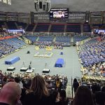 Image of inside the basketball arena where the masters graduation ceremony took place in May 2024