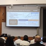 Dominic Myren presenting at the electronic material conference in Durham, NC