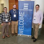 Picture of Dr. Pavlidis, Dominic Myren and Francis Vasquez at the electronic materials conference in Durham, NC